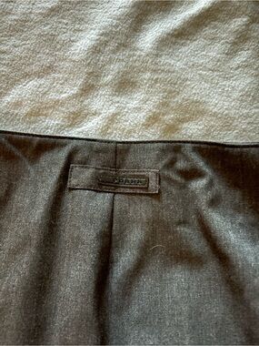 Prada charcoal Wool Skirt with Logo Plaque on back side , zipper detail